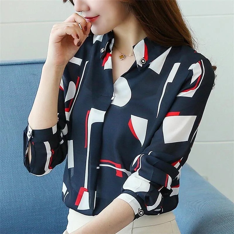 Limited Time Botton-up V-neck Long Sleeve Women Chiffon Blouse Tropical Island - Inspired Attire