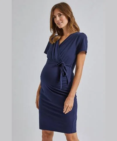 Winter Warehouse Sale Navy Maternity Dress Dreamy Draping