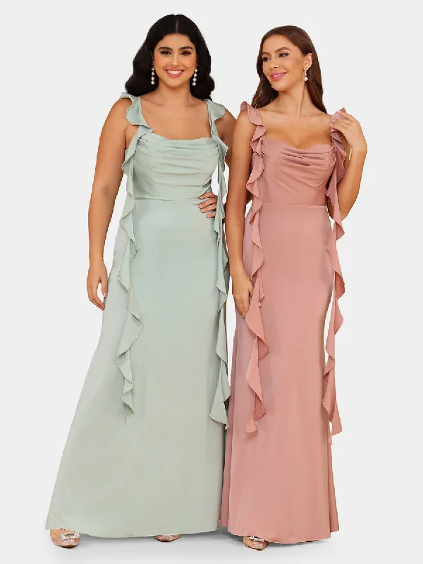 Dive Into Trendy Styles Sheath/Column Scoop Sleeveless Evening Dresses with Watteau Train Modern Glamour