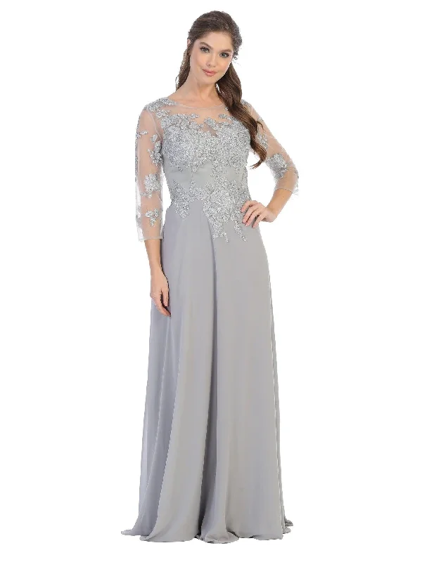 Season Offer Silver 2XL Long Mother of the Bride Formal Chiffon Dress Sale Classic Charm