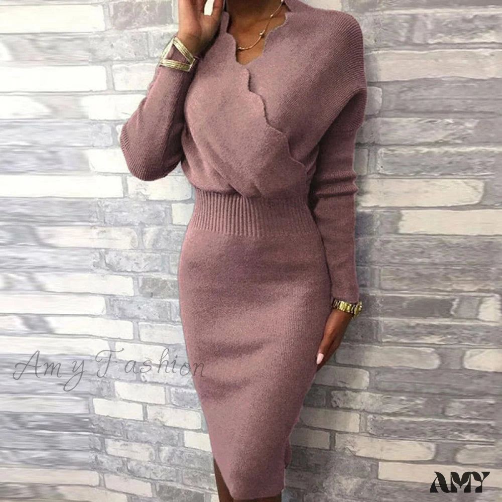 Trendy Fashion Sale Long Sleeve Slim Fit Knee Dress Vintage Look