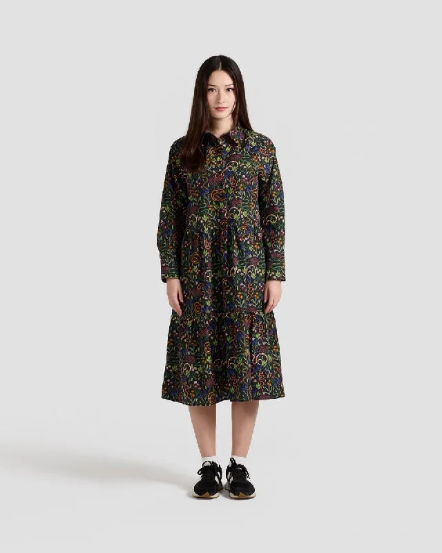 Urban Style Promotions Snakes & Flowers Print Flared Shirt Dress Subtle Sophistication