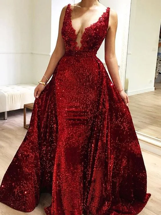 Romantic Fashion Discounts Sheath Long Sleeves V-Neck Prom Dress  cg6659 Bold Silhouette