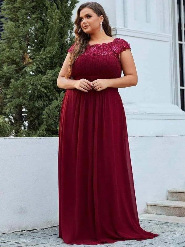 Mega Sale Allanah cap sleeve lace and chiffon bridesmaid dress in darker colors Elevated Style