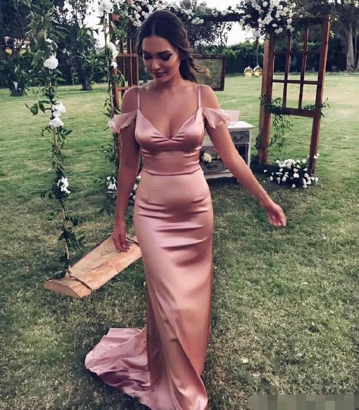 New Season Fashion Preview Sale Mermaid Long Dusty Rose Bridesmaid Dresses Spaghetti Wedding Guest Dress Bold Patterns