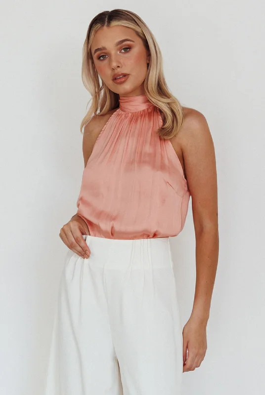 New Season Fashion Preview Calisto Sleeveless Tied Neck Top Rose Flowing Silhouette