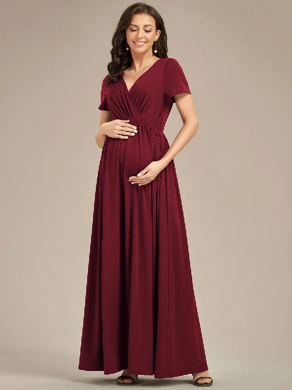 Limited Edition V Neck Pleated A Line Wholesale Maternity Dresses Elegant Details