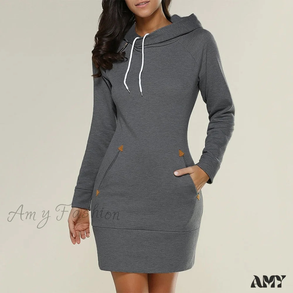 Limited Time Flash Sale Amy Fashion - Long Sleeve Camp Collar Pocket Simple Dress Luxury Comfort