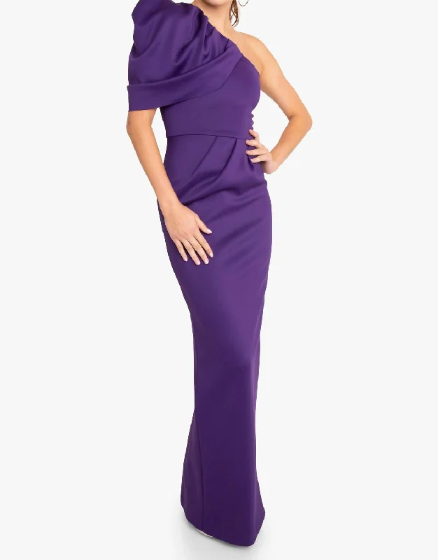 Luxe Style Discounts Egan Gown In Purple Flowing Silhouette