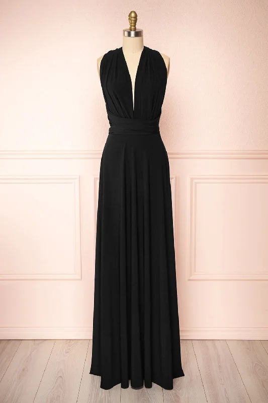 The Latest Fashion Trends Violaine Black | Convertible Maxi Dress Refined Simplicity