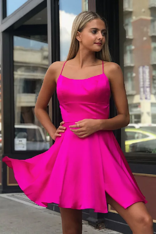 Exclusive Discount Gloria |A-line Spaghetti Straps Satin Homecoming Dress Modern Romance