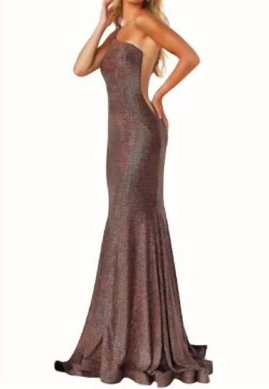 Quick Grab Deals One Shoulder Prom Gown In Multi Vintage Elegance