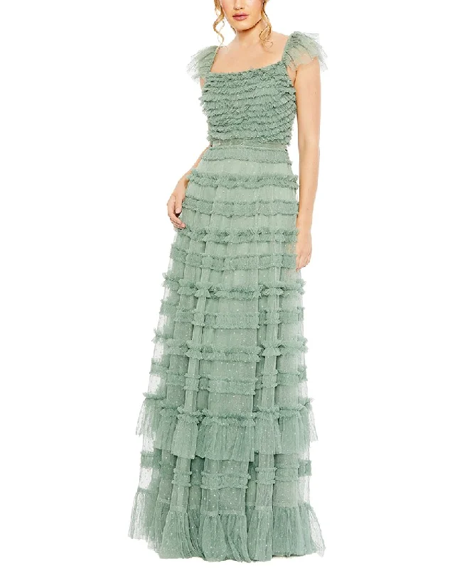 Trendy Fashion Sale Mac Duggal Ruffle Cap Sleeve Tiered Ruffle Gown Limited - Edition Drops