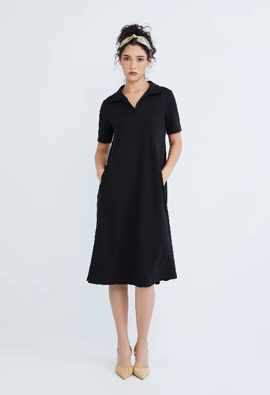 Chic Trends Unveiled Collared A-line T-Shirt Dress Classic Charm