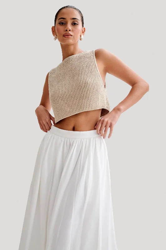 Fashion Deal Gianni Sleeveless Knit Top - Natural Sophisticated Cut