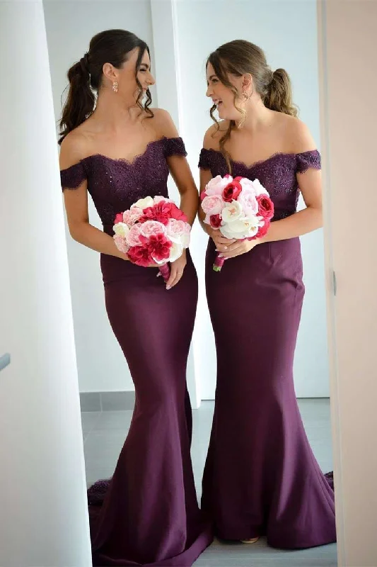 Inspired By You, Designed For You Off Shoulder Mermaid Long Bridesmaid Dress with Lace Save on Classic Elegant Styles