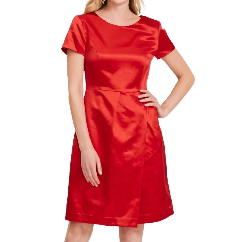 Additional Time-Limited Offers Red Satin Dress In Crimson Chic Urban Fashion Look