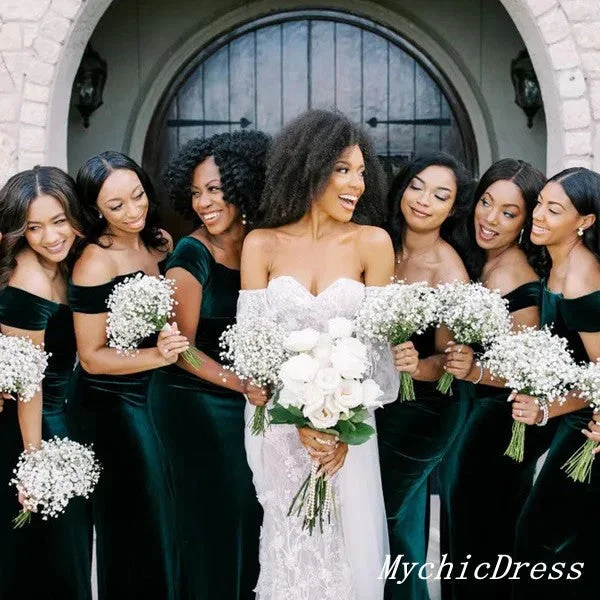 Cozy Chic Promotions Roycebridal Cheap Long Bridesmaid Dresses Emerald Green Mermaid Off Shoulder Wedding Guest Dress Final Clearance