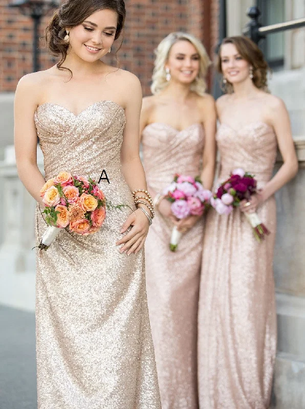 Find Your Unique Flair Gorgeous Strapless Sequin Long Bridesmaid Dress Evening Dress Today Only