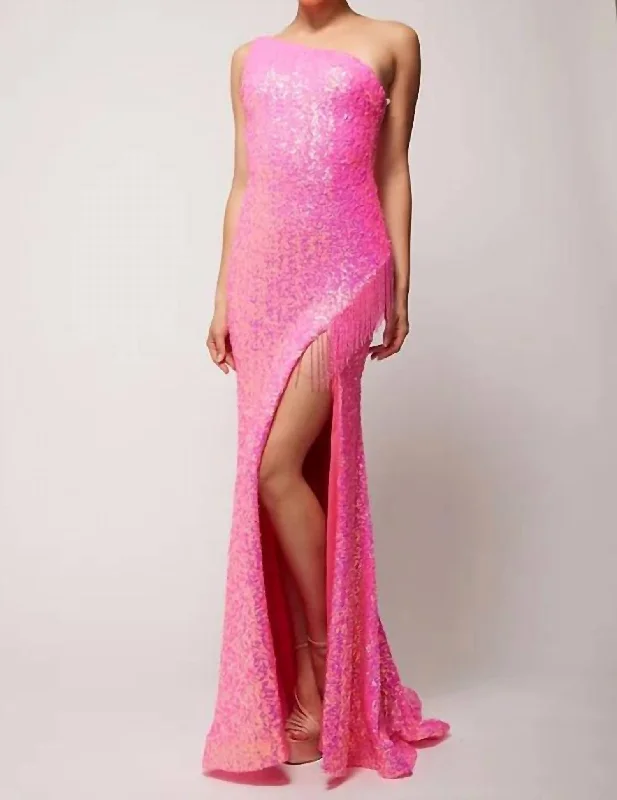 Fashion-Forward Offers Sequin Prom Dress Gown In Fuchsia Formal Outfit