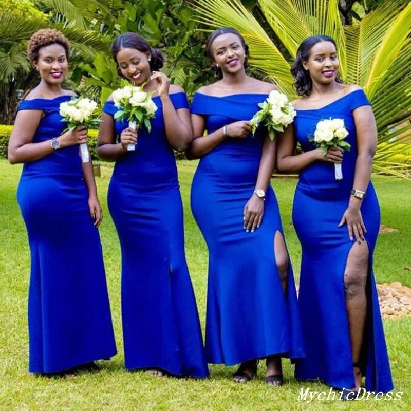 Luxury Casual Deals Roycebridal Mermaid Long Royal Blue Bridesmaid Dresses Satin African Wedding Guest Dress Feminine Flow