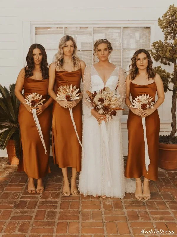 Timeless Elegance Sale Simple Long Discount Rust Bridesmaid Dresses Sheath Wedding Guest Dress Grab Romantic Date - Night Styles Now