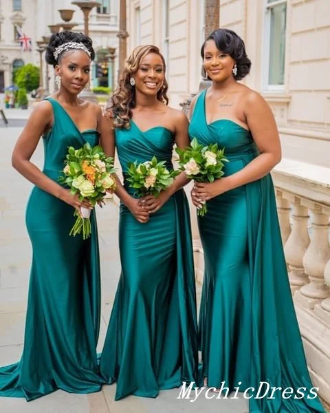 Ends Soon Roycebridal Cheap One Shoulder Green Bridesmaid Dresses Long Wedding Guest Dress Polished Finish