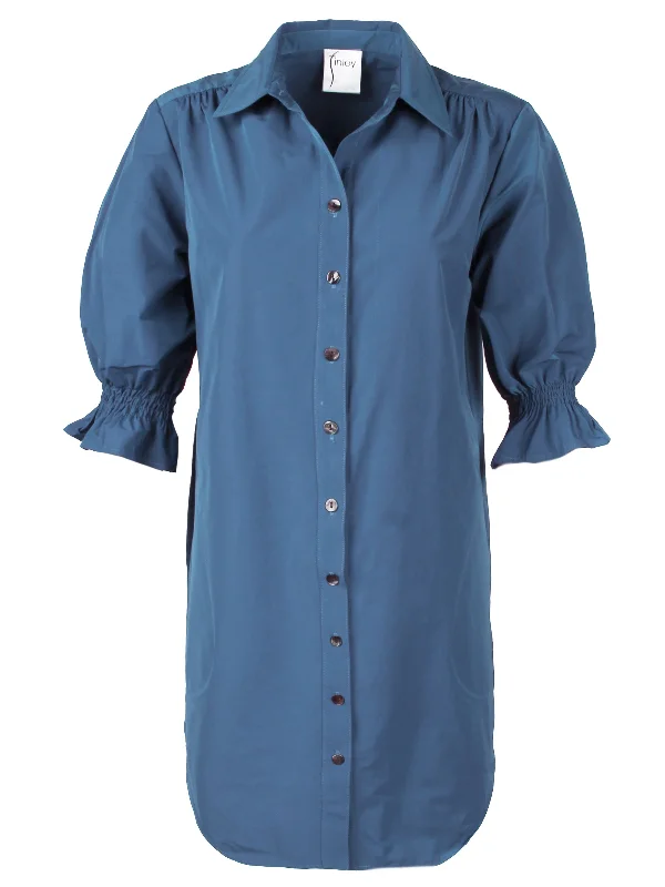 On-Trend Fashion Offers Miller Puff Sleeve Shirt Dress Getaway Collection - Indigo Super Stretch Classic Charm