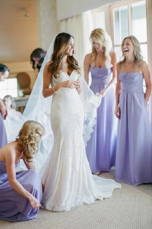 Unbeatable Prices Roycebridal Sheath Lavender Chiffon Bridesmaid Dresses Sweetheart Backless With Ruched Fashion-Forward Style