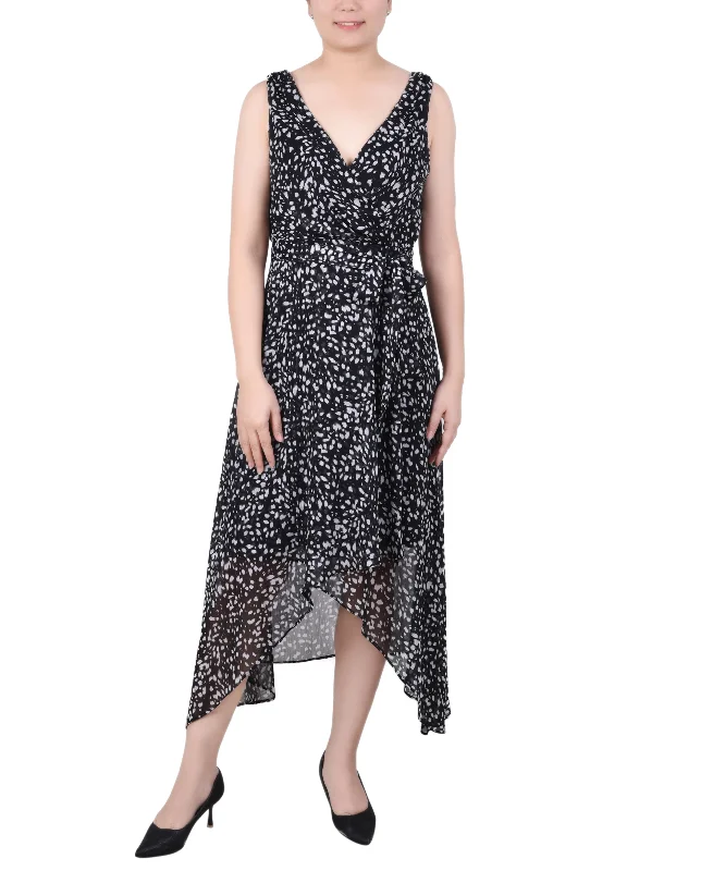 Style Without Limits Sleeveless Wrap Chiffon Dress Lightweight Fabric