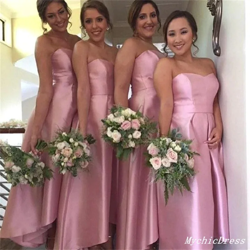 Sophisticated Street Style Offers Short Hot Pink Satin Bridesmaid Dresses Sweeteart Simple Wedding Guest Dresses Limited - Edition Drops