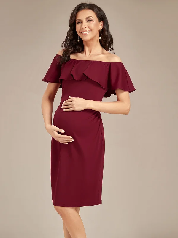 Hot Deals Off Shoulder Ruffles Wholesale Maternity Dresses Statement Piece