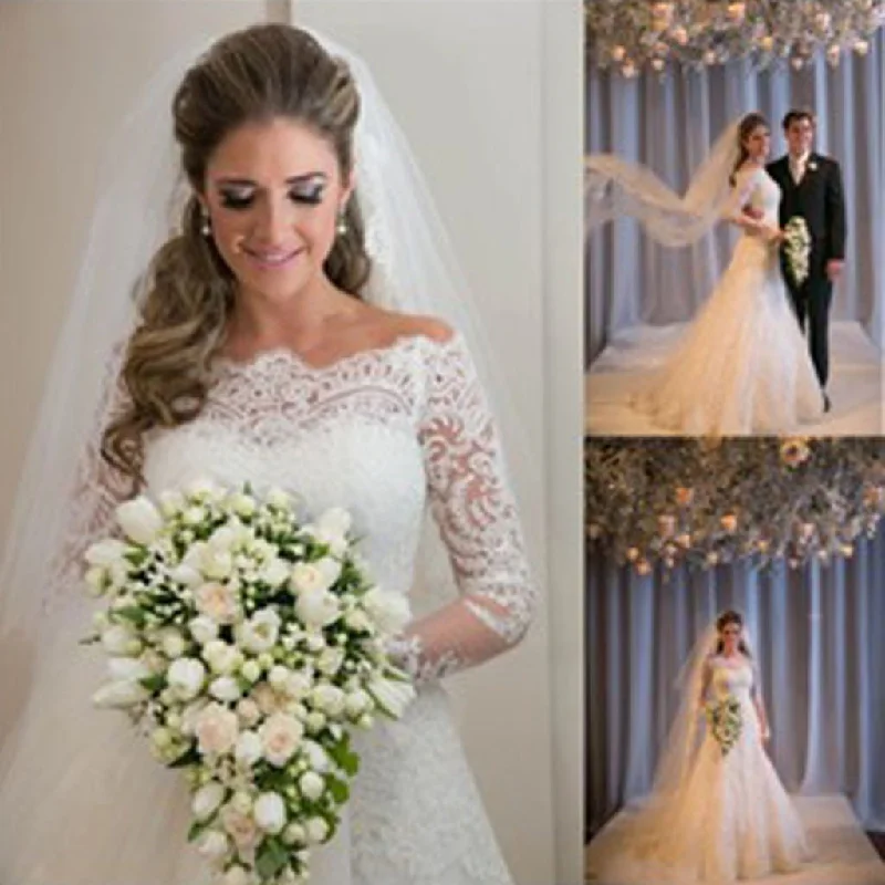 Fashion-Forward Offers Gorgeous Off Shoulder Long Sleeve Zip Up Long A-line Princess Wedding Dresses, WD0141 Chic Allure