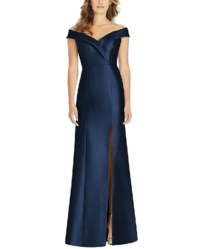 Vintage-Modern Style Offers The Dessy Group Off-The-Shoulder Trumpet Gown Minimalist Elegant