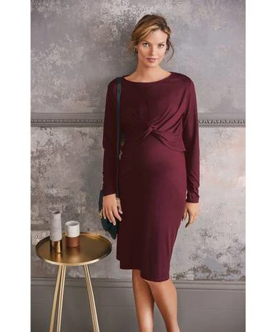 Chic And Trendy Maternity Wrap Front Dress Minimalist Office - Ready Style