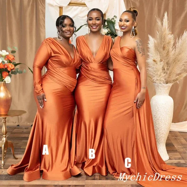 Contemporary Chic Promotions Roycebridal Hot Multiway Orange Bridesmaid Dresses Stretch Satin Wedding Guest Dress Formal Outfit