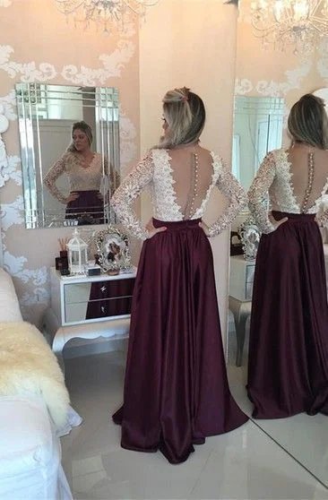 Essentials On Sale Stunning Long Sleeve Lace Pearls Prom Dresses   cg10634 Seasonal Trend