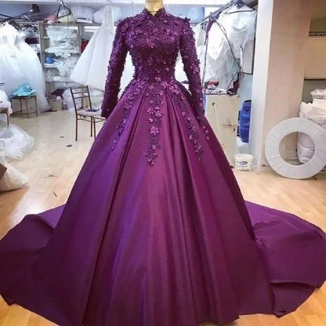 Inspired By You, Designed For You purple lomg prom ball Dress Long Sleeve Muslim   cg10903 Effortless Comfort