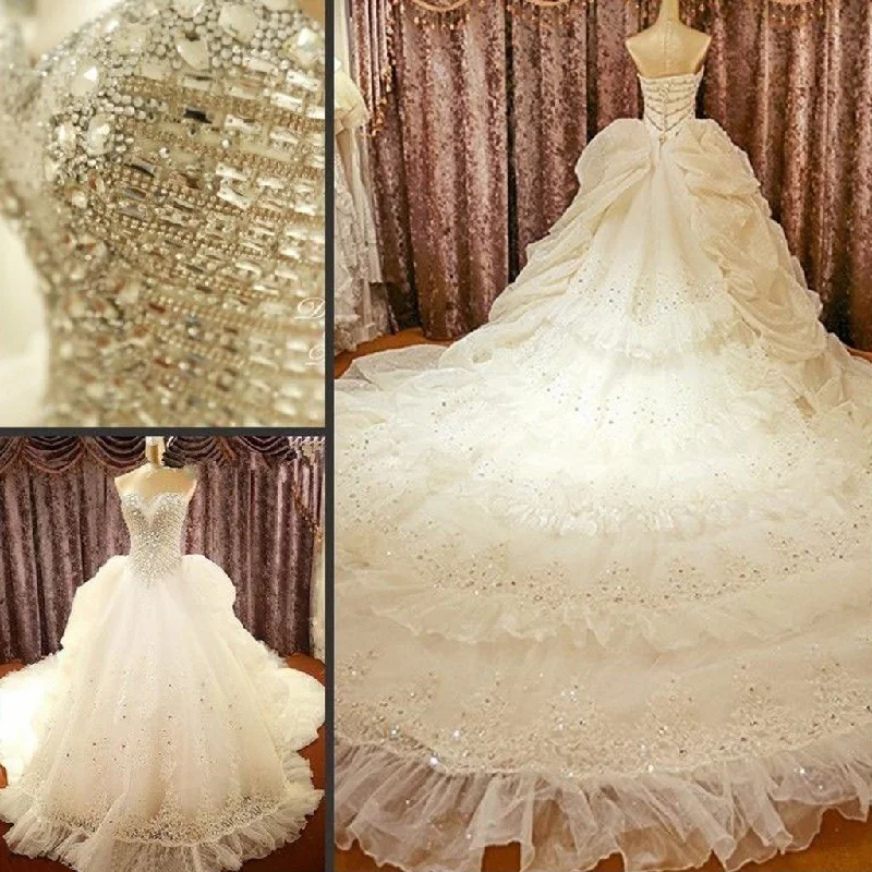 Limited Stock, Big Sale Luxury Sweetheart Sparkle Rhinestone Lace Wedding Dresses, Gorgeous Bridal Gown, WD0068 Nordic Minimalist Home Look