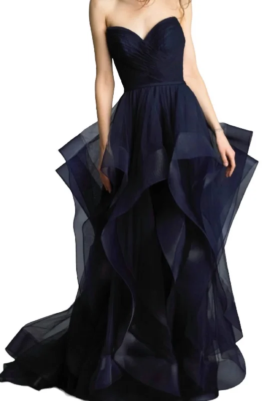 Sporty Fashion Offers Tulle Ball Gown In Navy Great Deals on Ethnic Cultural Wear