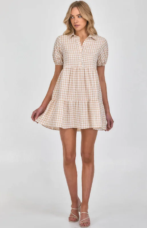 Embrace New Fashion Checkered Tiered Shirt Dress Statement Piece