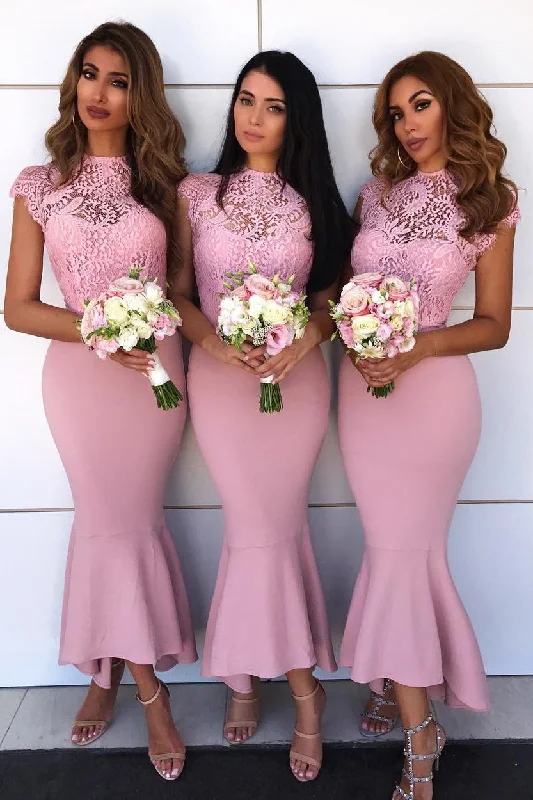 Exclusive Deals Online Elegant Mermaid Long Pink Bridesmaid Dress Y2K Nostalgic Fashion Look