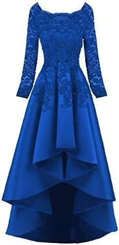 Casual Fashion Long Sleeves Beaded High Low Evening Prom Party Dresses   cg8678 Floral Style