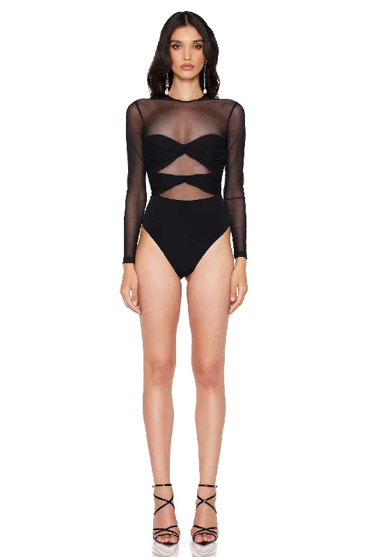 Huge Markdowns Nookie Intrigue Bodysuit - Black Chic Sophistication