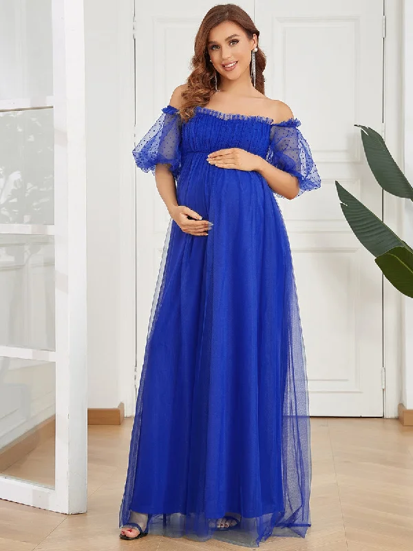 Additional Time-Limited Offers Off Shoulders Puff Sleeves A Line Wholesale Maternity Dresses Charming Silhouette