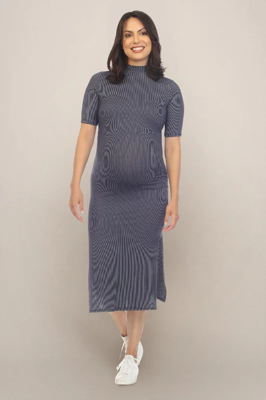 Limited Time Offers Navy Maternity Bodycon Dress with Turtleneck Dreamy Draping