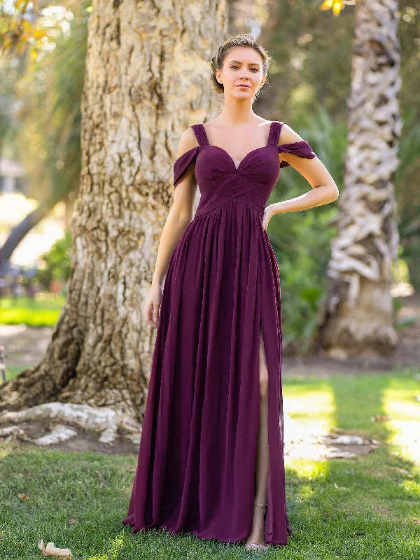 Seasonal Clearance A-Line V-neck Floor-Length Chiffon Bridesmaid Dress Chic Sophistication