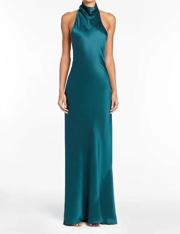 Hot Picks Rainier Silk Gown In Conifer Bohemian Vibe