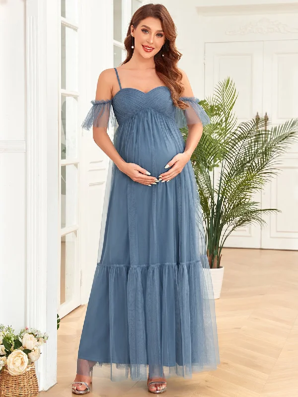 Unbeatable Deals Off Shoulders Wholesale Maternity Dresses with Short Ruffles Sleeves Luxury Comfort