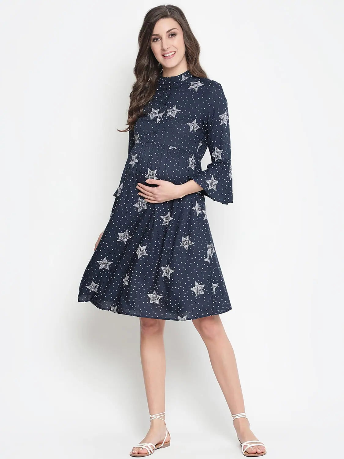 Fresh Styles, Fresh Deals Oxolloxo Glaxay Blue Star Print Easy Maternity Dress Vintage Charm